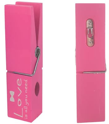 TemaDecor - Molletta Jumbo Gingante Mollette Grandi Dimensioni in Legno, 16.5x4 cm Clips Robuste e Resistenti – Decorazione da Parete e Appoggio (Rosa Love)