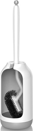 HAMITOR Escobilla de Baño con Soporte, Escobilla WC para Limpieza Profunda, Secado Rápido, Cepillo Limpieza Hogar, Accesorios de Baño, Blanco