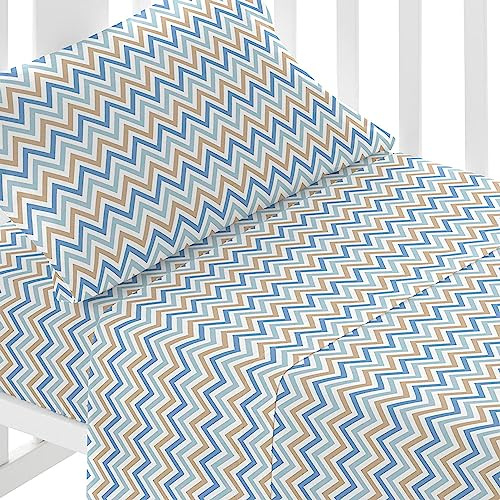 TRAMAS+ Juego Sábanas Cuna 60x120 100% algodón, Juego de sábanas para Bebe, Ropa de Cuna, Sábana Bajera, encimera y Funda de Almohada - Raya Peluche Celeste