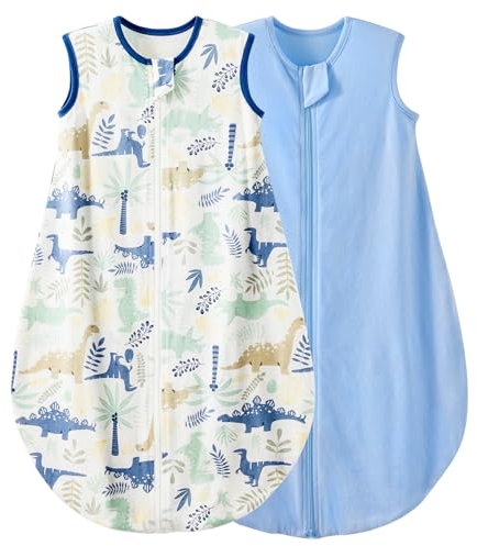 Duomiaomiao 2er Pack Baby Schlafsack,0.5 Tog Ganzjahres Schlafsack, Leichter hochwertiger Baumwoll-Mädchen, geeignet für Kinder im Alter Von 6 Monaten bis 5 Jahren