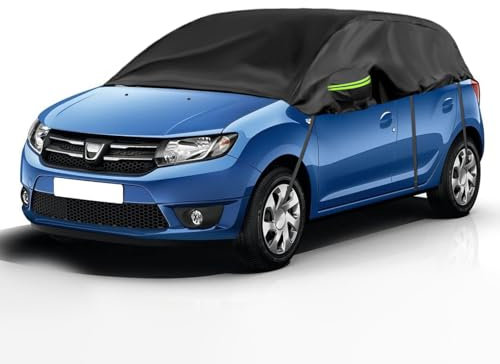 Autoabdeckung Wasserdicht Ersatz für Dacia Sandero 2012-2023, Halbgarage, Autohülle Autoplane, Winddichte Halbabdeckung für Allwetter, UV-Beständige Vollgarage Regen Sonne Staub Schutz