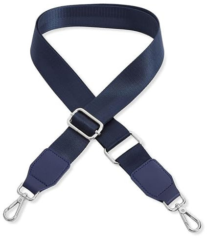 Schultergurt für Handtasche Laptoptasche - Dunkelblau [Metallfarbe: Silber] - Länge verstellbar 89-142 cm - Breite 3,8 cm - Ersatz Gurt Band Schulterriemen Strap Umhängegurt für Laptoptasche