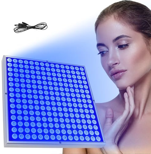VoOqo Home Tanning Lamp, 45W 460nm Full Blue Self Skin Tanning Light with 225pcs LEDs for Face Body, Home Foldable Portable Facial Tanning Lamp, Skin Beauty Device, Large Area Lighting