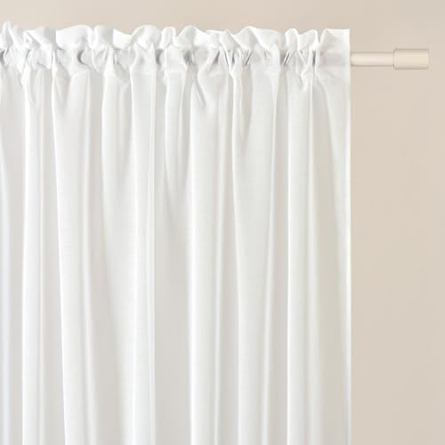 ROOM99 Novelia - Cortina con Cinta fruncidora (140 x 250 cm, Ancho x Alto), Transparente, Moderna, para salón, Dormitorio, para Sistema de Tejas, Color Blanco Liso, 1 Unidad
