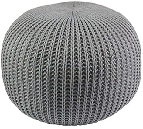 Genérico Reposapiés otomano otomano, puf otomano Redondo, Taburete de Cuerda Trenzada de algodón, puf de Punto, Silla de Piso Hecha a Mano para Sala de Estar, Cama y Dormitorio (A 50 x 50 x 30 cm)