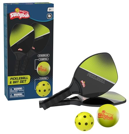 Swingball Pickleball and Bat Set, 2 Lightweight Paddles, Real Pickleball & Rubber Ball, Fun Beginner & Pro Game, Play Anywhere, For Ages 4+