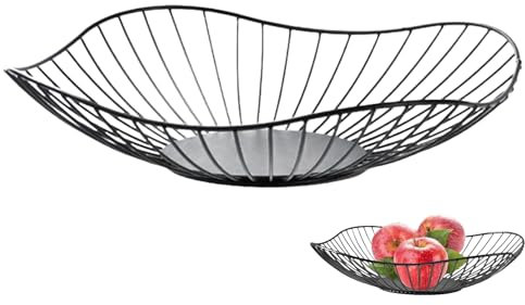 Siocok Black Wire Fruit Basket Fruit Bowl, Iron Arts Fruit Storage Baskets for Kitchen Counter, for Home Decor, Table Centerpiece Decorative Hold Vegetables, Bread, Snacks, Potpourris (A)
