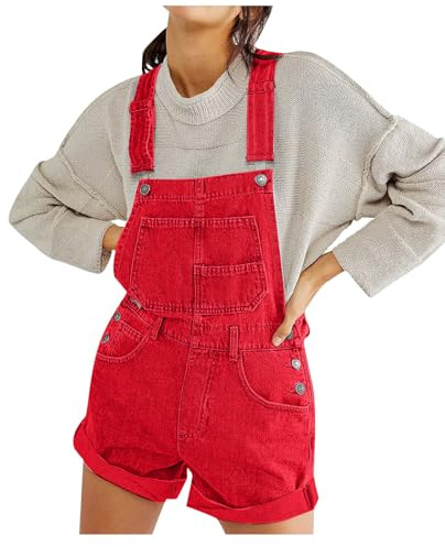 Mono Vaquero Peto Corto Mujer Jumpsuit Moda Casual Petos Deporte Fitness Pantalones Cortos Peto Jeans Rompers Fiesta Slim Fit Mezclilla Camiseta sin Manga Denim Cómodo Bolsillos Verano