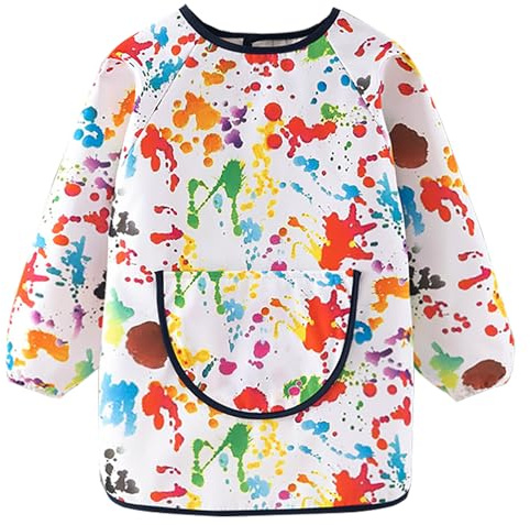 Heyjoin Kids Waterproof Art Smock Graffiti Painting Apron with Long Sleeves for Toddlers & Children (Spot-S)