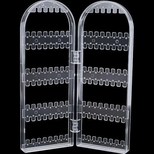 SOFPLATE Organizzatore Portaorecchini Trasparente in Acrilico Espositore Portagioie Pieghevole con 2 Anta Nessun Montaggio Richiesto Espositore Portaoggetti per Collane Anelli Bracciali Tavolo D