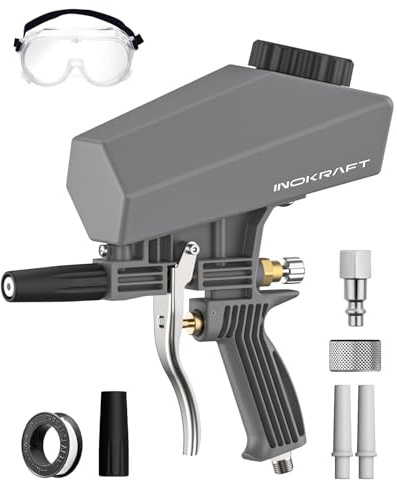 Inokraft Leak-Proof Portable Sand Blaster Gun Kit for 60-120 PSI Air Compressor, Mini Sandblaster for Rust & Paint Removal, Compatible with Aluminum Oxide, Sand & Soda, Perfect for Small Project