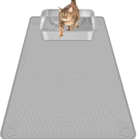 Bartuke Cat Litter Box Mat, 34 x 22 Silicone Mat for Litter Tray