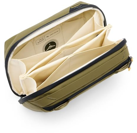 Peak Design Tech Pouch, Kelp, organizador de electrónica para viajes o transporte diario, almacenamiento estilo origami, paso de cables, nailon reciclado resistente a la intemperie, bolsa de