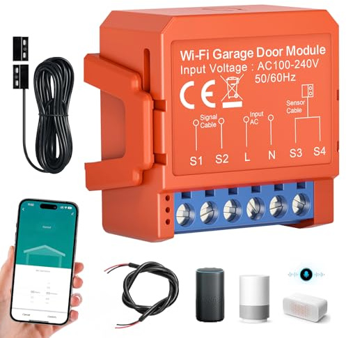 Modulo di interruttore smart per tapparelle, apriporta intelligente del garage, telecomando Wi-Fi con app, modulo di apertura della porta del garage Tuya WiFi, funziona con app Tuya, Alexa/Google Home