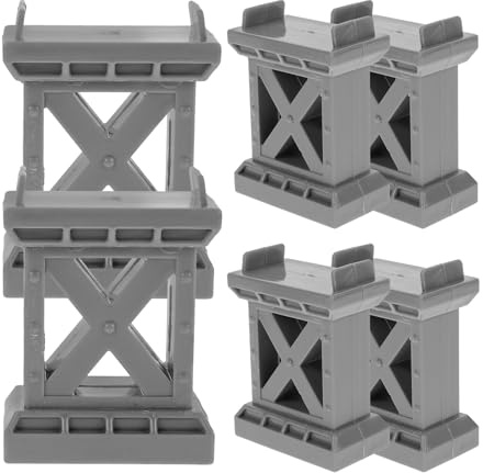 IWOWHERO Supporti per Ponti Ferroviari in Legno 6 Pezzi Accessori per Binari di Trenini Giocattolo Pezzi di Supporto per Ponte Compatibili Set Ferroviari in Legno Giocattolo per Uso