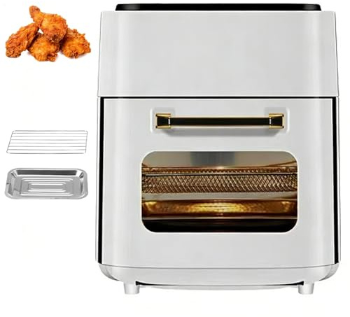 Forno Alogeno Da 1400 W, Friggitrice Elettrica Ad Aria Da 15 Litri Con Regolazione Della Temperatura Da 80 A 210 °c E Finestra Visiva E Touchscreen Digitale, Friggitrice Elettrica Multifunzione White