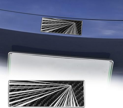 FINMOKAL Äkta kolfiber bil bakre bagageutrymme tid tunnel emblem bricka klistermärke dekor kompatibel med Tesla alla modeller modell 3 Y X S Roadster (svart)