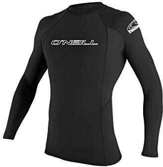 O'Neill Wetsuits Men's Basic Skins UPF 50+ Long Sleeve Rash Guard, Black, Large