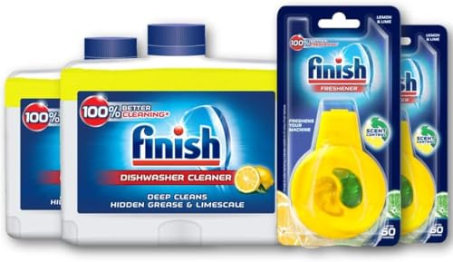 Finish Dishwasher Freshener and Cleaner Multipack, Lemon, 2 x Dishwasher Cleaners, 2 x Dishwasher Fresheners