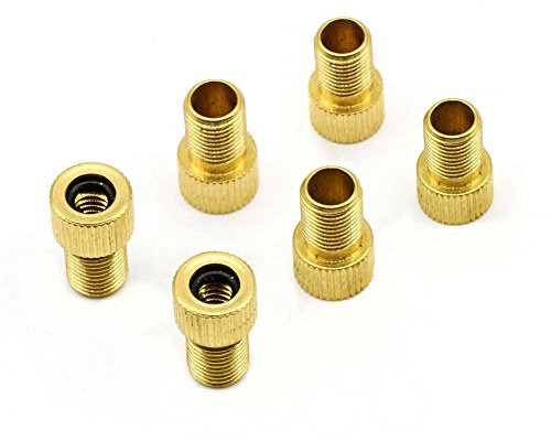 YOCZOX 6 PCS Brass Presta to Schrader Valve Adaptor, Bike Pump Adaptor Bicycle Attachment Tyre Pump Converter Presta Valve Caps Bike Core Parts Inflatable Pump Adaptors Accessories