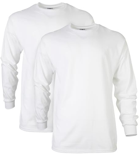 Gildan Men's Ultra Cotton Long Sleeve T-Shirt, Style G2400, Multipack, White (2-Pack), Medium