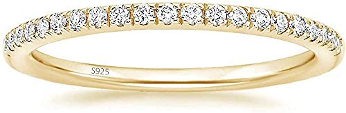 Lisandra Scott Eternity Ring 925 Sterlingsilber mit Zirkonia Kristall Damenring in Silber, Rosegold und Gold für Damen mit Stein und Schmal (Gold, 48)