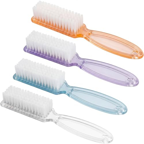 4 Pcs Nail Clean Brush Handle Toes Nail Finger Tip Cleaning Scrubbing Brushes for Home & Salon Use