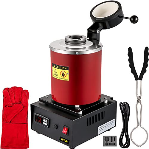 VEVOR Four de Fusion d'Or 1150℃ Professionnel Automatique Électrique 3 kg, 1750 W, Contrôle Numérique avec Creuset en Graphite Chauffage Rapide pour Traitement de Métaux