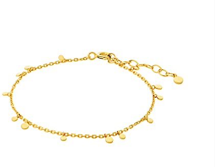 Pernille Corydon Glow Bracelet Gold - Gliederarmband Damen kleine runde Plättchenanhänger 925er Sterling-Silber Vergoldet - größenverstellbar 15-18cm - B018g