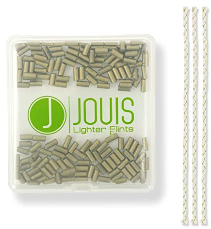 Jouis Tändstenar - Universella ersättnings-tändstenar kompatibla med de flesta tändare (50x tändstenar + 3 vekar, guld)