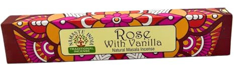 Ancient Wisdom Incenso Namaste Mandala Masala - Tradizionale indiano Agarbathi - Fatto a mano - 1 scatola (Rosa e Vaniglia)
