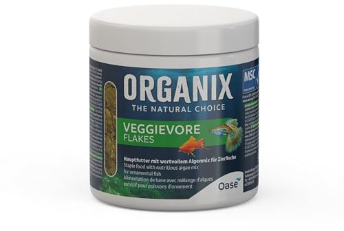 OASE ORGANIX Veggievore Flakes 250 ml – fiskfoder i flingform, för akvariefiskar, huvudfoder för prydnadsfiskar, med hög andel alger