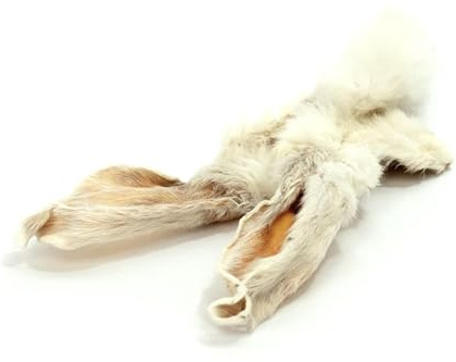 SKIPPER'S Farm Shop Furry Rabbit Ears for Dogs - Air Dried Natural Dog Treats Made From 100% Rabbit, Hypoallergenic & Grain Free, High Protein & Low Fat Ears with Fur | (75g)