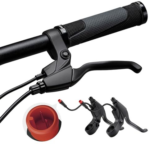 E-Mangue 2 Pin Brake Levers for Electric Bicycle, Brake Lever Handle Bar Grips 2 Wires Left & Right E-Bike Replacement Parts (1 Pair), 12cm Cable Length