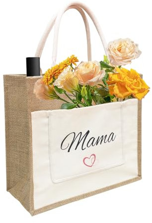 Zequech Jute-Geschenktasche für Frauen, personalisierte quadratische Stricktasche, wiederverwendbare Haken für Handtaschen, Strand Urlaub Supermarkt für Frauen Geburtstagsgeschenke