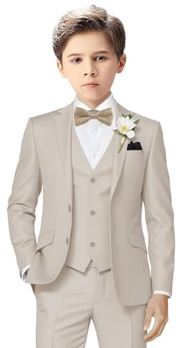 Boys Formal Tuxedo Suit Kids Champagne Suits for Boys Dress Blazer Suit Set Communion Wedding Outfits Size 10