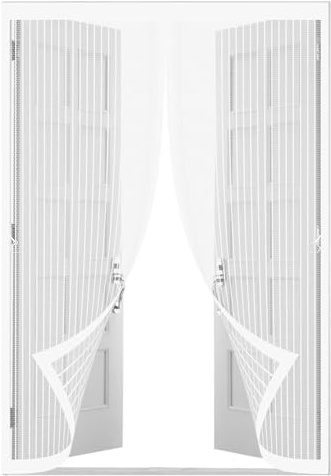 Zanzariera Magnetica 102 x 212 cm Zanzariera Magnetica per Porta Anti Zanzare Mosche Insetti Varie Taglie Zanzariere Magnetiche per Porte Finestre, Bianco