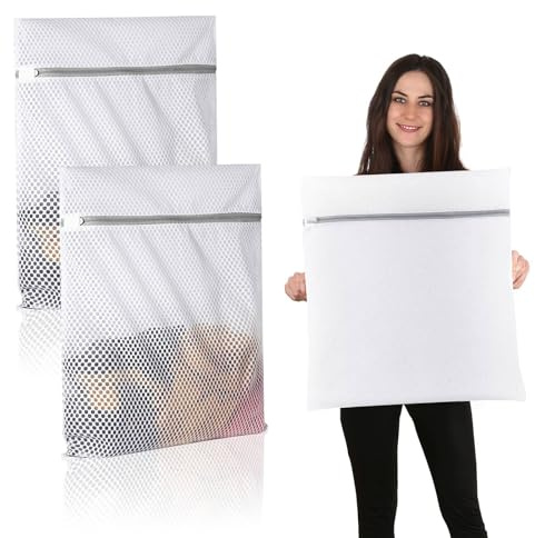 2Pcs Mesh Laundry Bags for Washing Machine, Reusable Laundry Bags with Zips