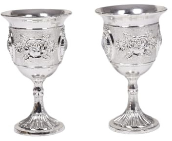 NUOBESTY Copa Cáliz de Aleación de Zinc Inlay Copa de Vino Plateada con Diseño Tallado Unbreakable Stem-cup para Bar y Fiestas Casa