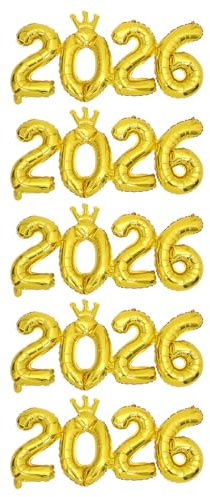 SUPVOX 5 Juegos Globos Digitales de Papel de Aluminio Globos Dorados Números Decoración para Fiesta de Graduación para Fondo Fotográfico Set para Celebración de Año o Oficina