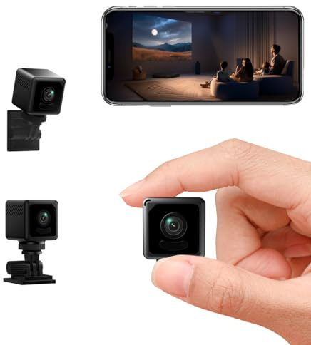 Mini Telecamera WiFi Interno/Esterno, Spia Nascosta Videocamera 1080P Senza Fili, Microcamera con Visione Notturna e Rilevamento di Movimento, con App per Casa/Bambini, Lunga Durata, Spy Cam Nero