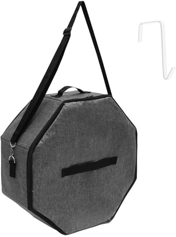 Eyoulife Hutschachtel Faltbar Reise mit Schultergurt & Türhaken, Große Hutbox Staubdicht ø44x17,5cm, Oxford Gewebe Aufbewahrungsbox für Cowboyhut Hut Tasche Reisetasche (Grau)