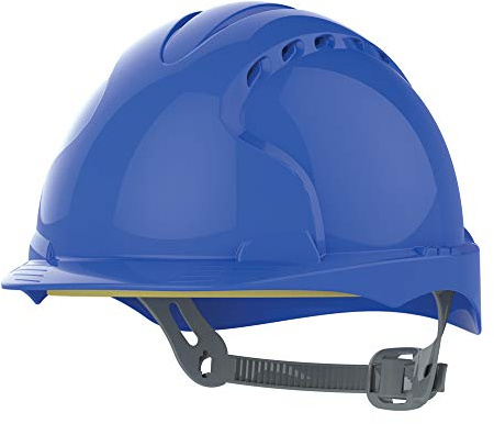 JSP EVO3 HDPE Safety Helmet for Construction/Building with OneTouch Slip Ratchet Blue Vented (AJF160-000-500)
