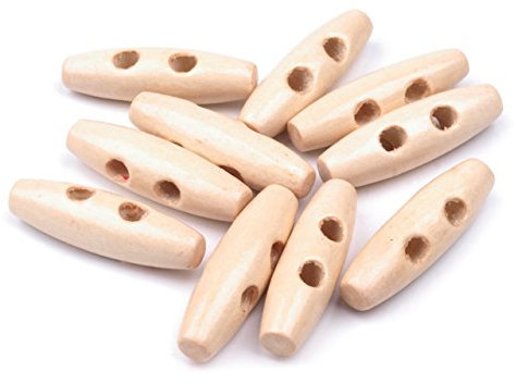 5 x Keilknopf Knebelknopf Knopf Holz 4 cm lang Olive buche *NEU*OVP*