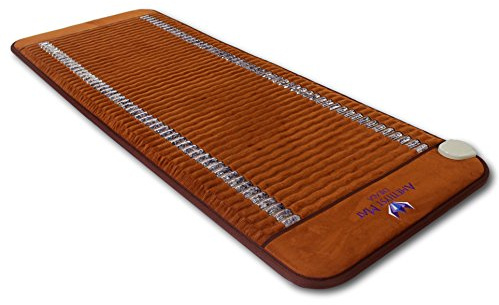 Ereada Infrared Amethyst Mat - Brown Compact Pro 59 L x 24 W (150x60 cm) - Adjustable Deep FIR Heating Pad 86-158°F (30-70°C) - Negative Ions - Jewelry Grade Natural Crystals