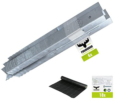 FATMOOSE SolidRoot Ancrage d'angle en acier galvanisé à chaud pour tours de jeu, balançoires, maisons sur pilotis – Lot de 6 ancres avec toile anti-mauvaises herbes