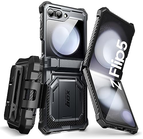i-Blason for Samsung Galaxy Z Flip 5 Case with Stand, Black