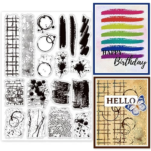GLOBLELAND Sellos Transparentes de Fondo de Manchas para Scrapbooking DIY 21.1x14.7cm Pinceles de Pintura Sellos Transparentes de Silicona Sellos Transparentes para Hacer Tarjetas Álbum de Fotos