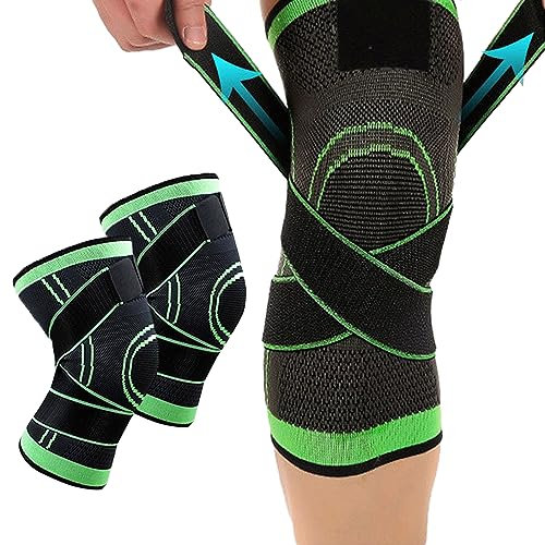 ATBUSS 2 rodilleras antideslizantes, rodilleras abiertas, mangas ajustables para tendinitis, artritis, lesiones de ligamentos, desgarro de menisco (verde, talla L)