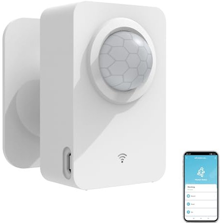 Smart Wi-Fi Motion Sensor: Wireless PIR Motion Detector with App Notification Alert and Large Area Detection, Battery or USB Powered, Contact Sensor for Home Security & Smart Home Automation